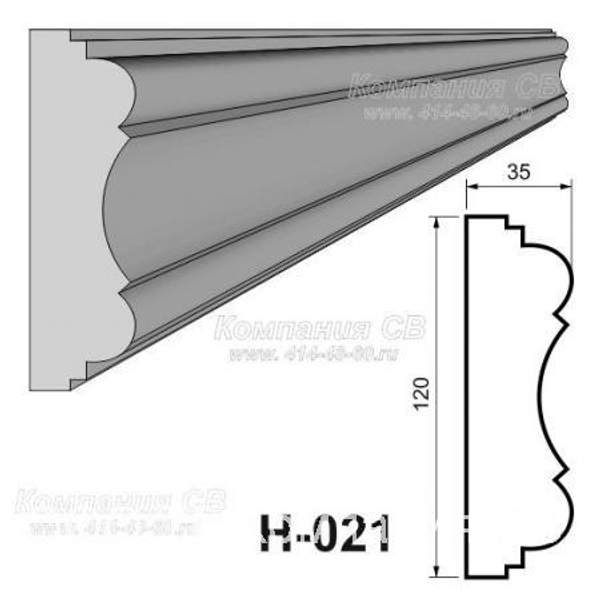 Декоративные элементы лепнины - фасадный декор наличник Н-021 на окна из пенопласта