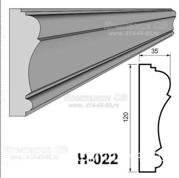 Декоративные элементы лепнины - фасадный декор наличник Н-022 на окна из пенопласта