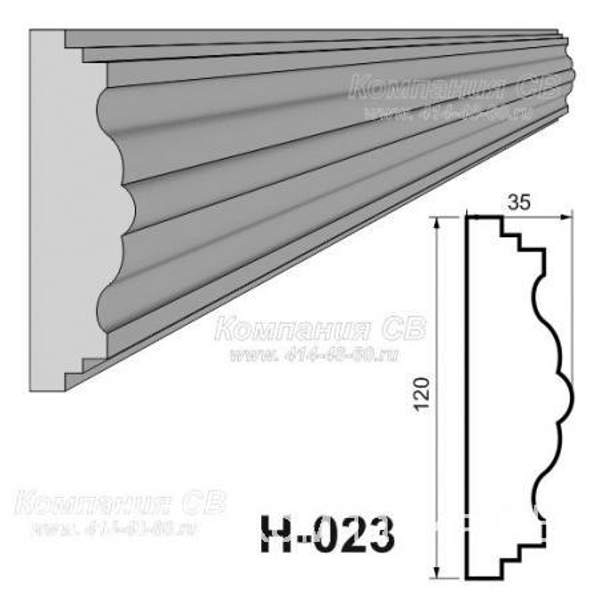 Декоративные элементы лепнины - фасадный декор наличник Н-023 на окна из пенопласта