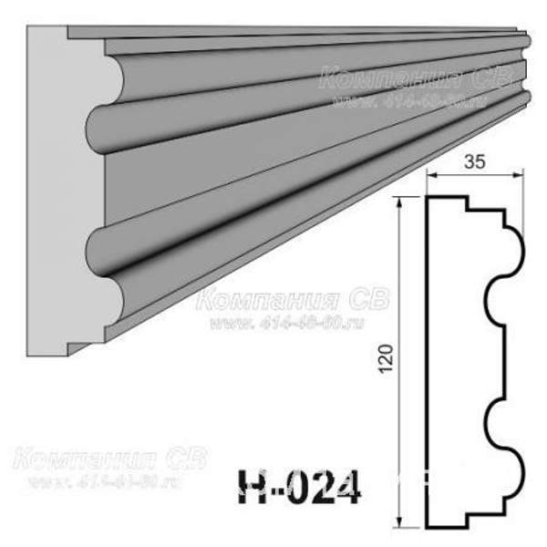 Декоративные элементы лепнины - фасадный декор наличник Н-024 на окна из пенопласта