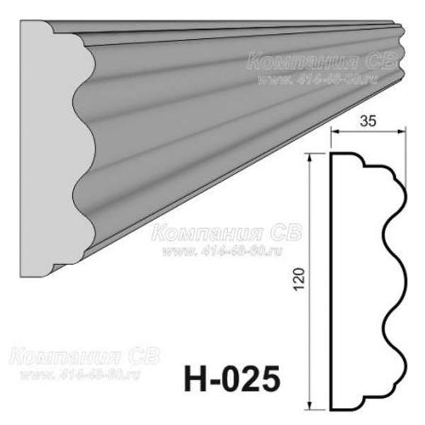 Декоративные элементы лепнины - фасадный декор наличник Н-025 на окна из пенопласта