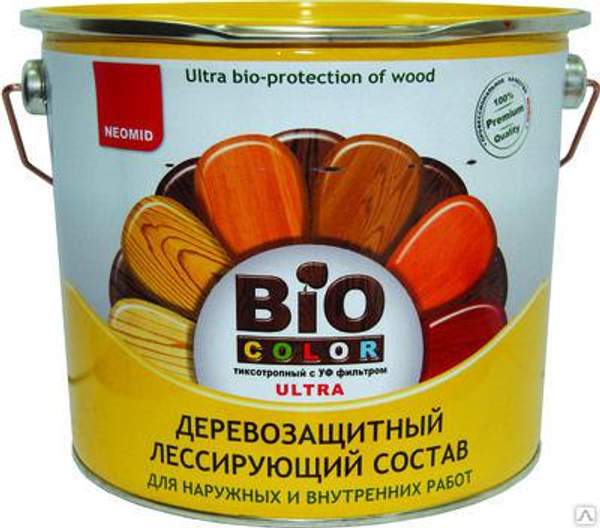 Деревозащитный лессирующий декоративный состав NEOMID BiO COLOR ULTRA