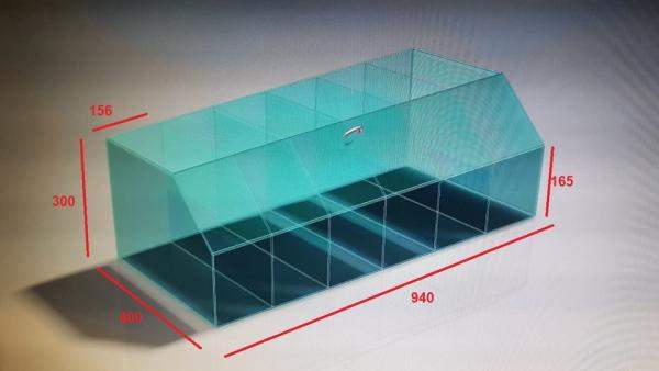Диспенсер стеклянный для весового товара 6 ячеек 940х300Х400