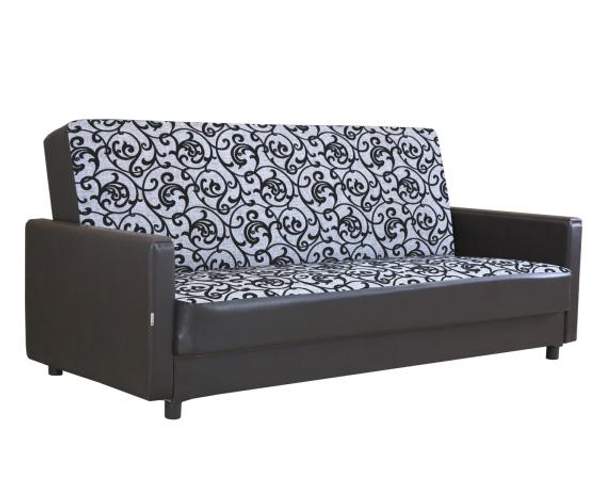 Диван книжка Шарм-Дизайн Классика Д 120 шенилл серый узор+экокожа коричневый