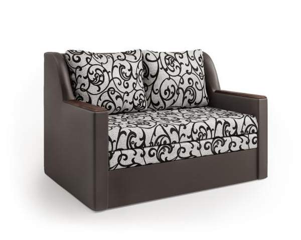 Диван-кровать Дуэт экокожа шоколад и узоры