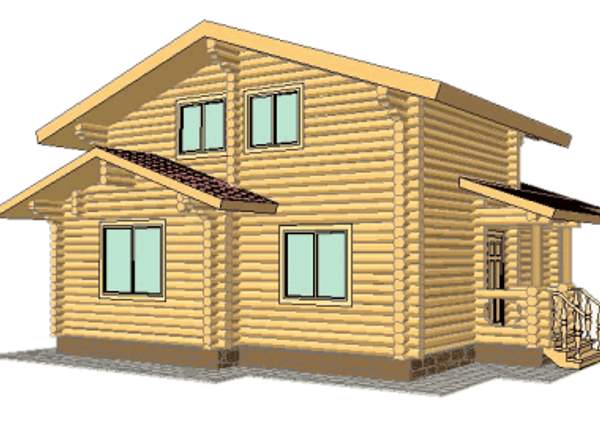 Дом из бревна, эконом (ПРОЕКТ 26)