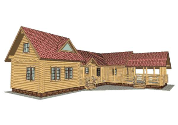 Дом из бревна комплекс с баней (ПРОЕКТ 5Б)