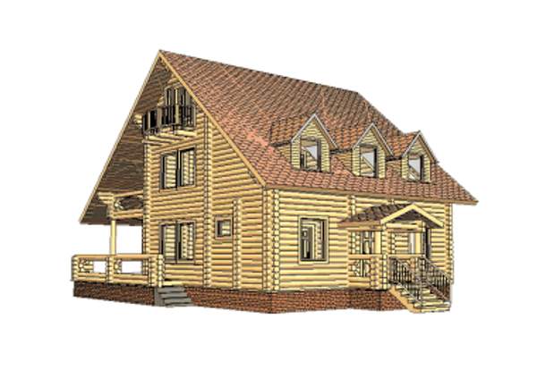 Дом из бревна оригинальный теплый (ПРОЕКТ 33)