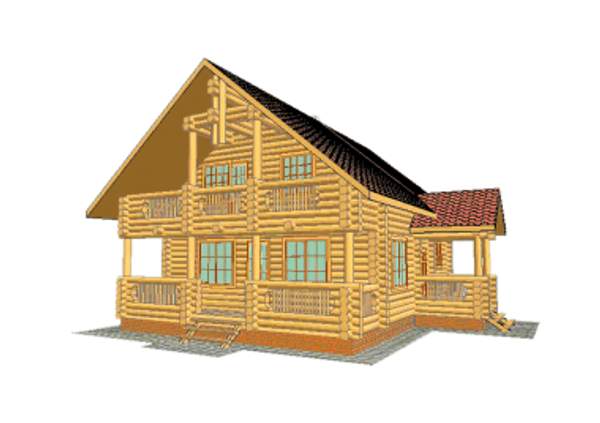 Дом из бревна оцилиндрованного под ключ Эконом (ПРОЕКТ 30)