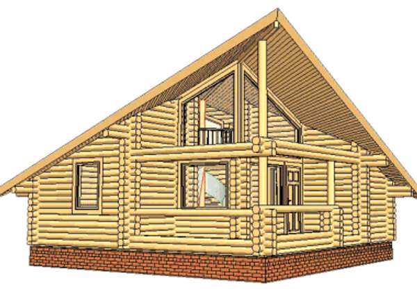 Дом из бревна оцилиндрованного (ПРОЕКТ 22)