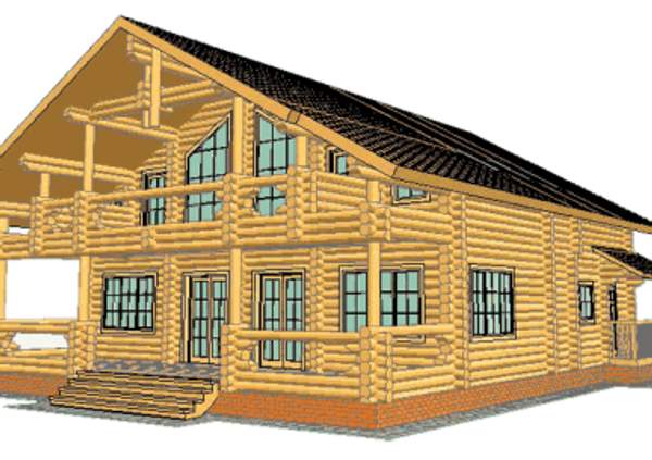 Дом из бревна оцилиндрованного (ПРОЕКТ 9)
