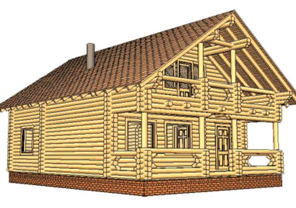 Дом из бревна с мансардой на заказ (ПРОЕКТ 27)