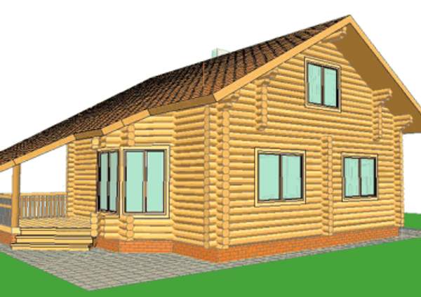 Дом из оцилиндрованного бревна под ключ (ПРОЕКТ 16)