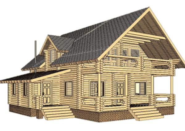 Дом из оцилиндрованного бревна (ПРОЕКТ 36)