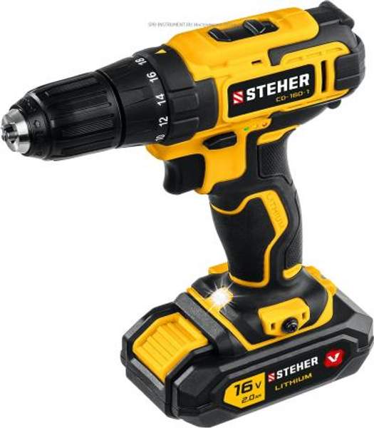 Дрель-шуруповерт STEHER 16В CD-160-1 в кейсе
