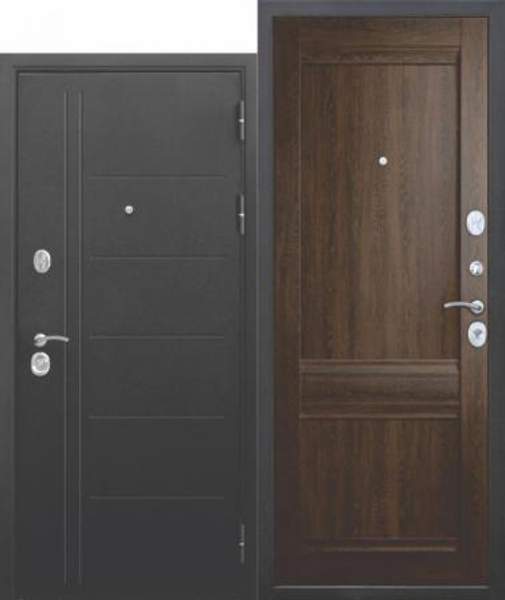 Дверь металлическая 10 см Троя муар Орех сиена Царга 2050х960 правая