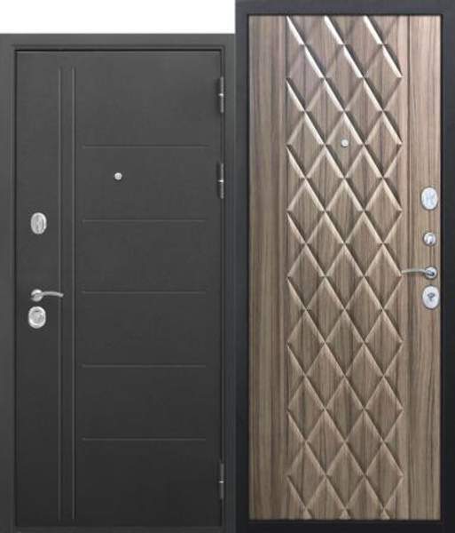 Дверь металлическая 10 см Троя муар Палисандр темный (2050х 860мм) правая