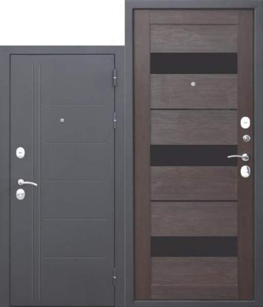 Дверь металлическая 10 см Троя Серебро Темный Кипарис 2050х960 левая