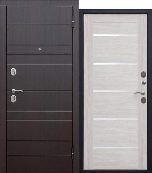 Дверь металлическая Барселона Лиственница беж Царга 2050х860 правая МДФ/МДФ