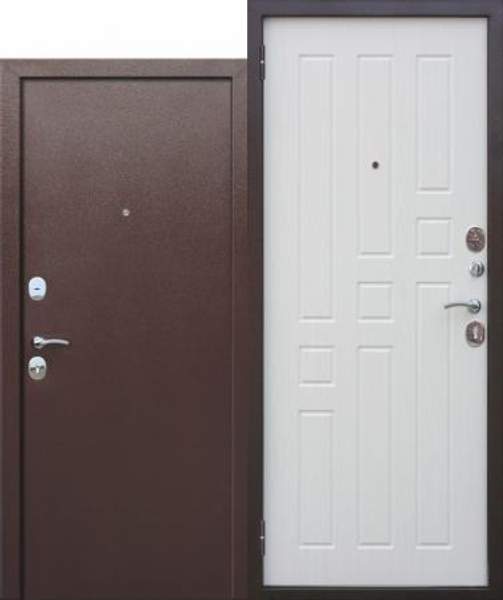 Дверь внутреннее открывание Гарда 8 мм металлическая цвет Белый Ясень (2050х 960мм)(2050*860) левая, правая