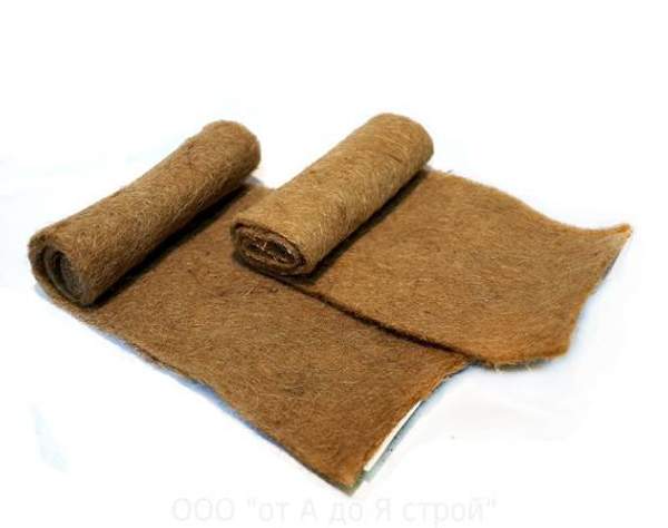 Джутовый межвенцовый утеплитель РосЭкоМат (8-10мм), 450 гр/м2 0,10м*20м