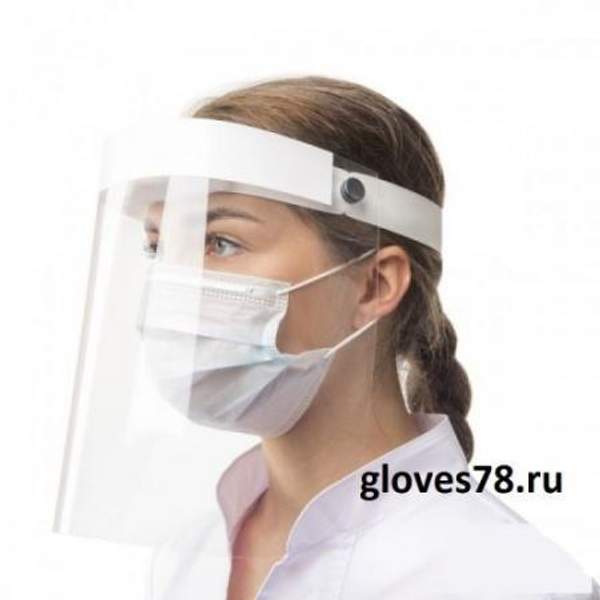 Экран защитный для лица,многоразовый 1 шт. + маска голуб. 5 шт.