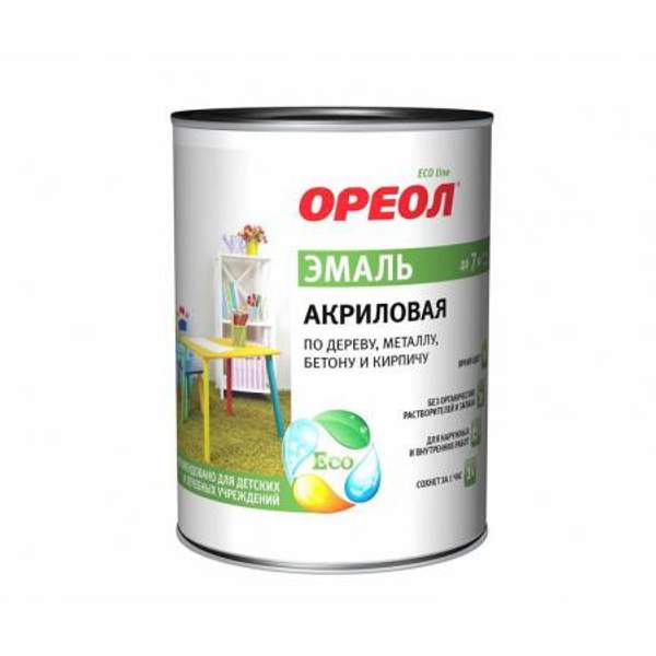 Эмаль ОРЕОЛ акриловая матовая белая 1,9 кг