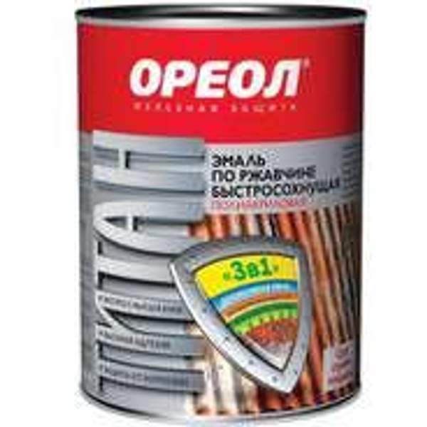 Эмаль ОРЕОЛ ТИТАН по оцинковке и ржавчине белая 0,9 кг