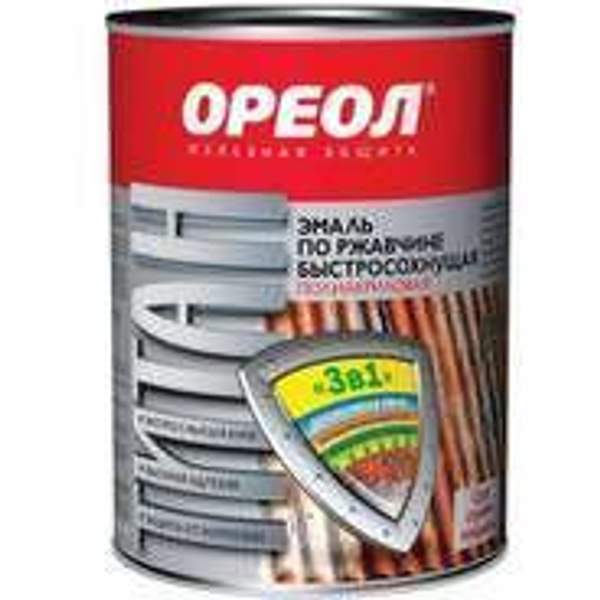 Эмаль ОРЕОЛ ТИТАН по оцинковке и ржавчине черная 0,9кг