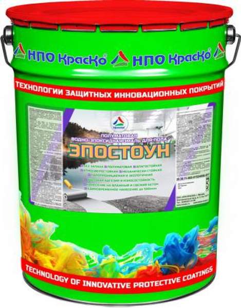 Эпостоун - водно-эпоксидная эмаль для бетонных полов (полуматовая), 22кг