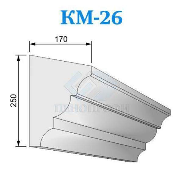 Фасадные межэтажные карнизы из пенопласта (пенополистирола) КМ-26, ПСБ-С-35