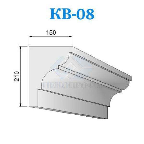 Фасадные венчающие карнизы из пенопласта (пенополистирола) КВ-08, ПСБ-С-35