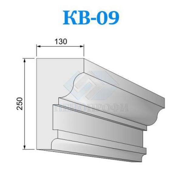 Фасадные венчающие карнизы из пенопласта (пенополистирола) КВ-09, ПСБ-С-25