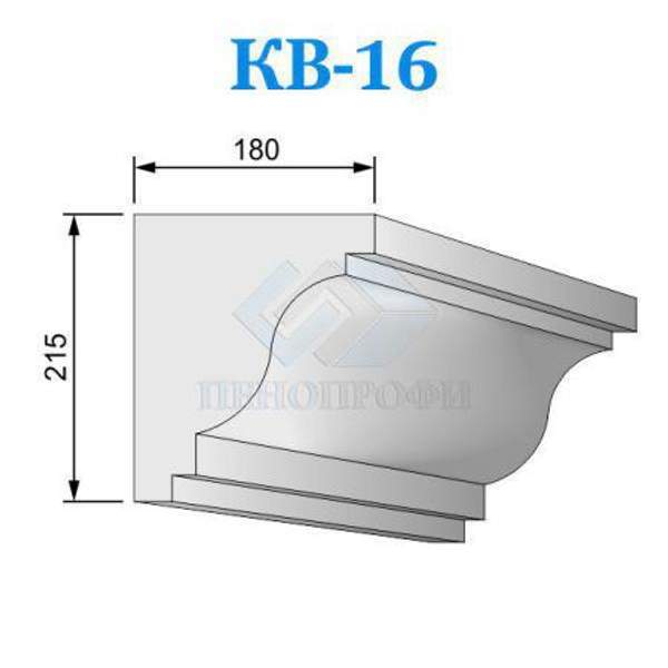 Фасадные венчающие карнизы из пенопласта (пенополистирола) КВ-16, ПСБ-С-35