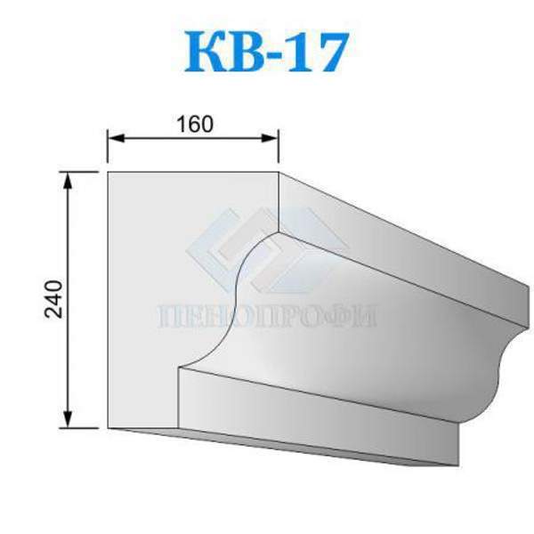 Фасадные венчающие карнизы из пенопласта (пенополистирола) КВ-17, ПСБ-С-35