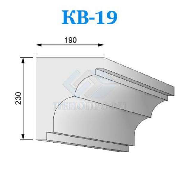 Фасадные венчающие карнизы из пенопласта (пенополистирола) КВ-19, ПСБ-С-25