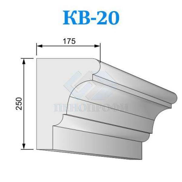 Фасадные венчающие карнизы из пенопласта (пенополистирола) КВ-20, ПСБ-С-25
