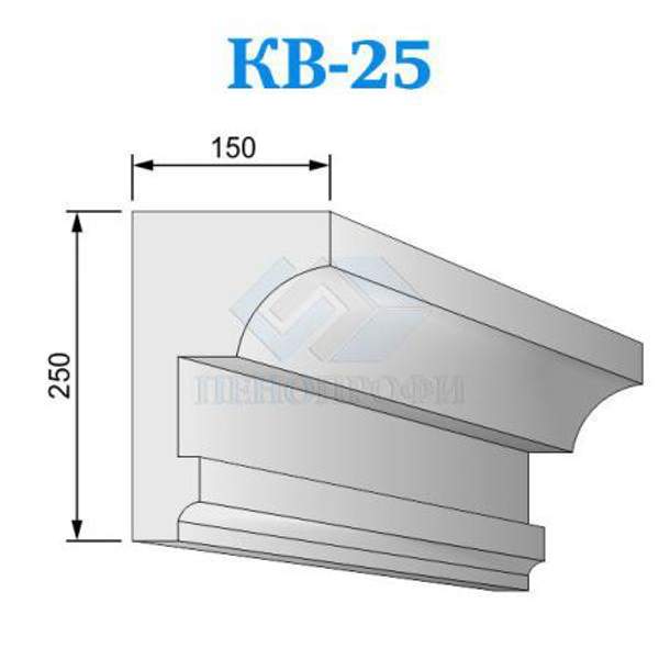 Фасадные венчающие карнизы из пенопласта (пенополистирола) КВ-25, ПСБ-С-25