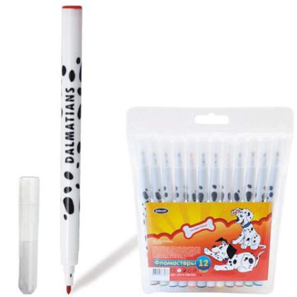 Фломастеры "Далматинцы" (Болгария), 12 цветов, европодвес
