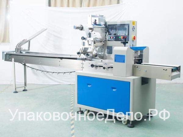 Горизонтальная машина для упаковки лотков поддонов пластиковых контейнеров трех шовный пакет флоу пак Упаковка