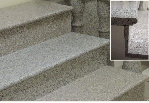 Гранитные ступени 1500*320*30 цвет серый, закругленный край G603