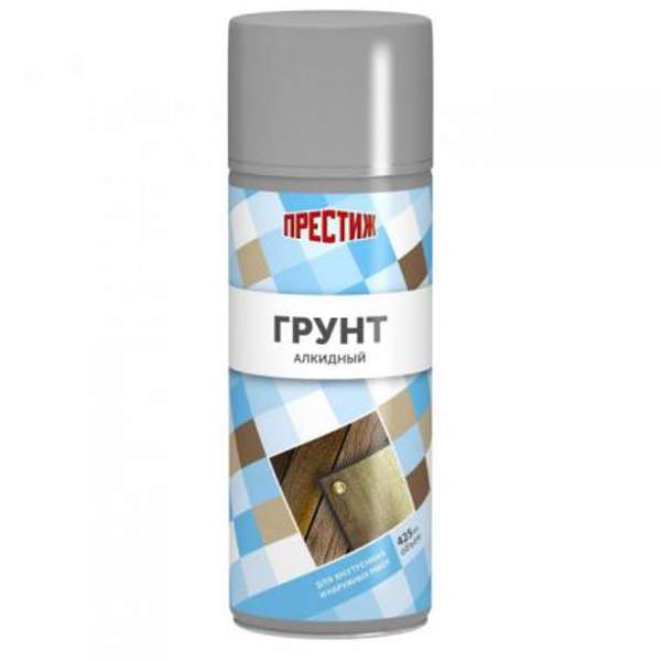Грунт алкидный аэрозольный серый для внутренних и наружных работ "ПРЕСТИЖ" 425 мл.