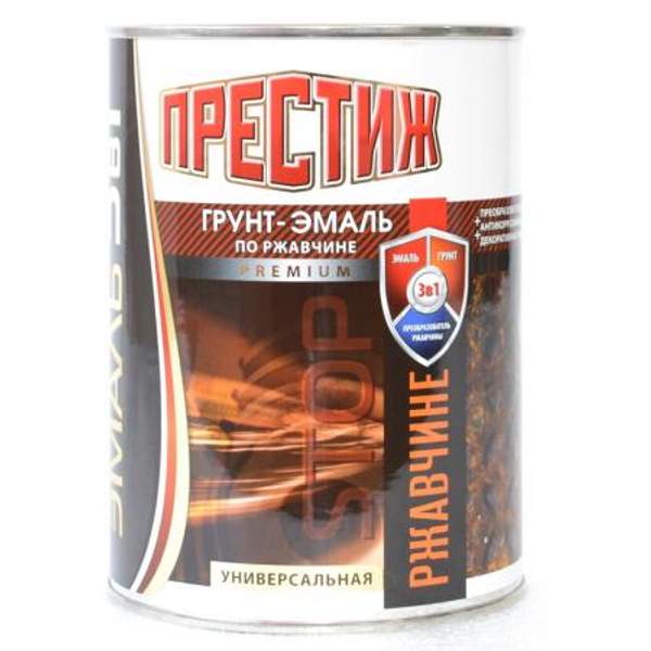 Грунт-эмаль красная по ржавчине "ПРЕСТИЖ" (3 в 1) 0,9 кг