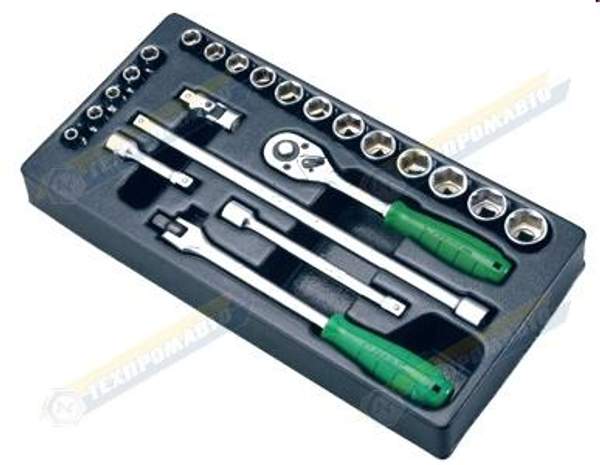 HANS Ложемент 3/8" с набором головок и аксессуары 23 предмета