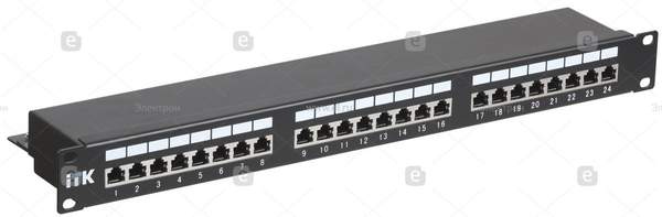 IEK ITK 1U патч-панель кат.5Е STP, 24 порта (Dual), с кабельным органайзером PP24-1UC5ES-D05