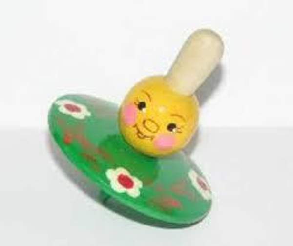 Игрушки из дерева Волчок-перевертыш Колобок встает на ножку