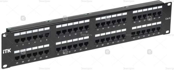 ITK 2U патч-панель кат.6 UTP, 48 портов (Dual) PP48-2UC6U-D05
