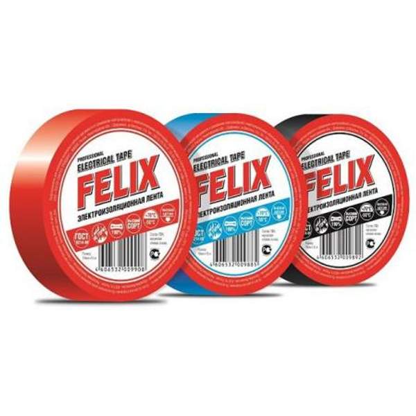 Изолента "FELIX" красная, синяя, черная