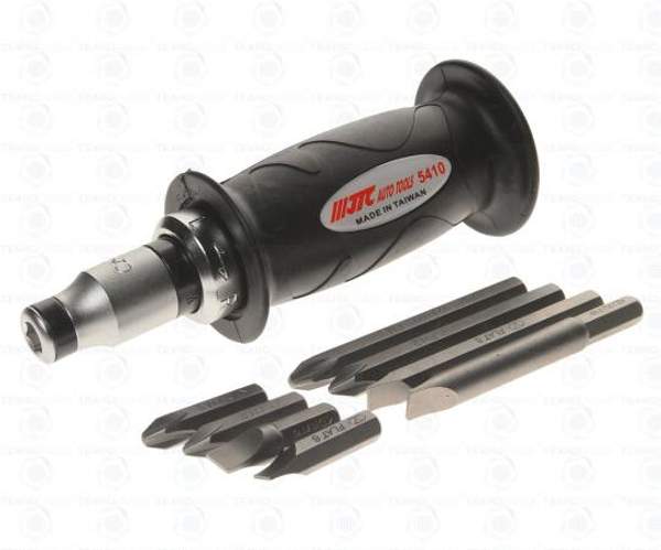 JTC-5410 ОТВЕРТКА УДАРНАЯ С НАБОРОМ БИТ,РЕЗИНОВОЙ РУЧКОЙ 9 ПРЕДМЕТОВ