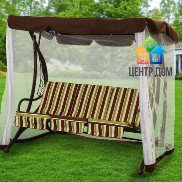 Качели садовые 3-местные "Оливия" зелёные